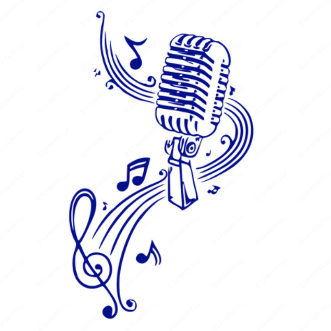 MICROPHONE Music Notes Hair bar Wall Stickers - Artistic Pod