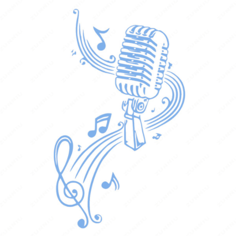 MICROPHONE Music Notes Hair bar Wall Stickers - Artistic Pod