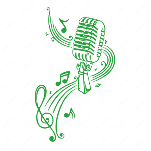 MICROPHONE Music Notes Hair bar Wall Stickers - Artistic Pod
