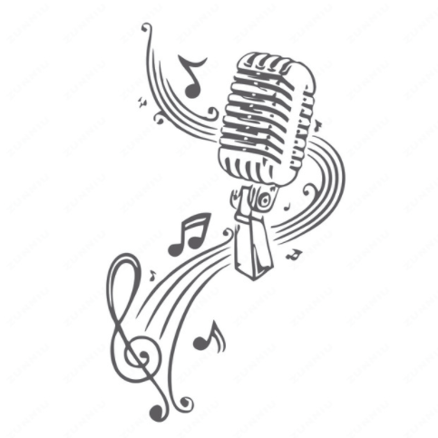 MICROPHONE Music Notes Hair bar Wall Stickers - Artistic Pod