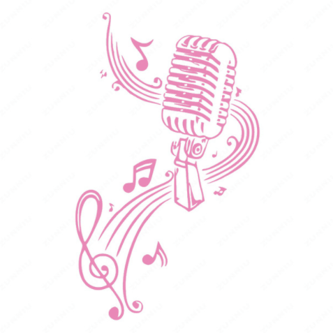 MICROPHONE Music Notes Hair bar Wall Stickers - Artistic Pod