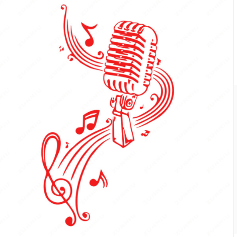 MICROPHONE Music Notes Hair bar Wall Stickers - Artistic Pod