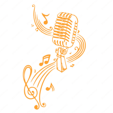 MICROPHONE Music Notes Hair bar Wall Stickers - Artistic Pod