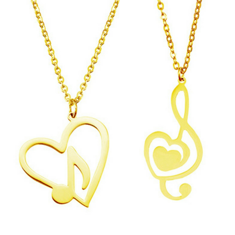 Musical Note Heart Shaped Necklace