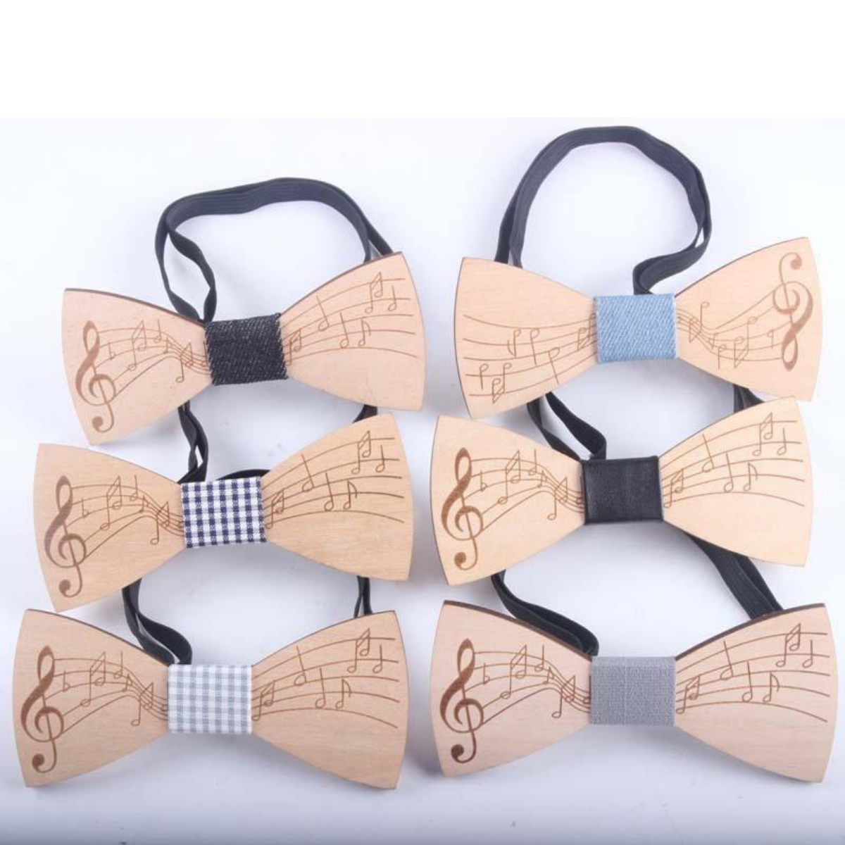 Wooden Music Notes Bow Tie