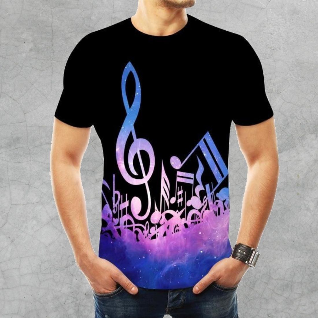 Short Sleeve Music Notes T-shirt