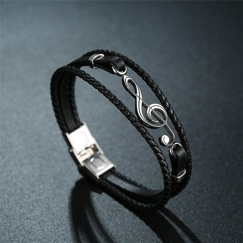 Treble Clef Leather Bracelet