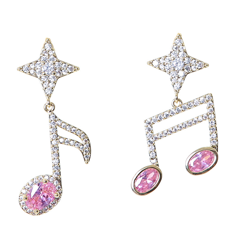 Musical Note Pink Dangle Earrings