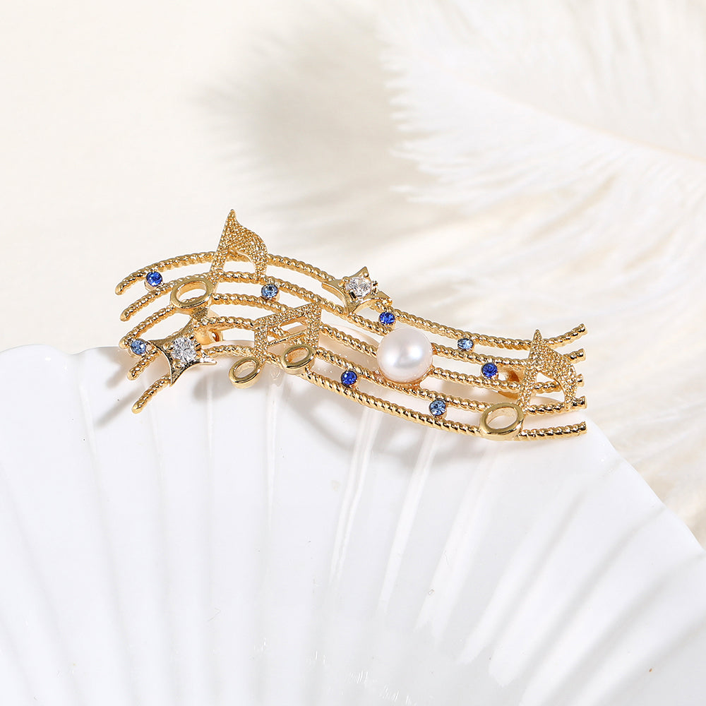 Luxury Music Note Star Brooch