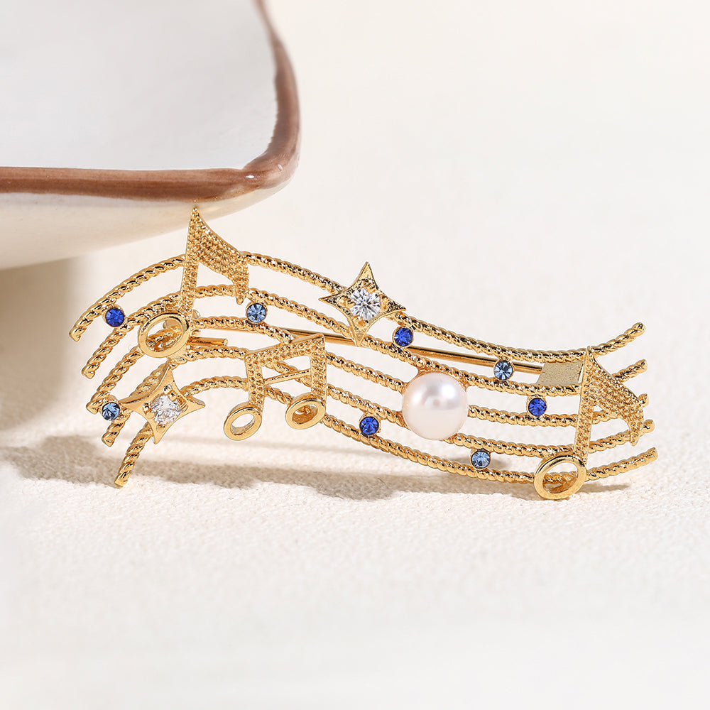 Luxury Music Note Star Brooch