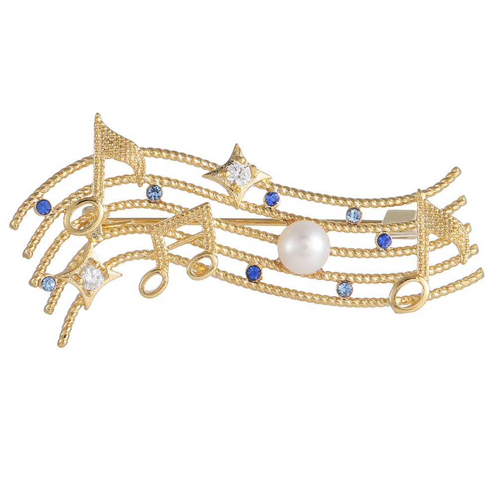 Luxury Music Note Star Brooch