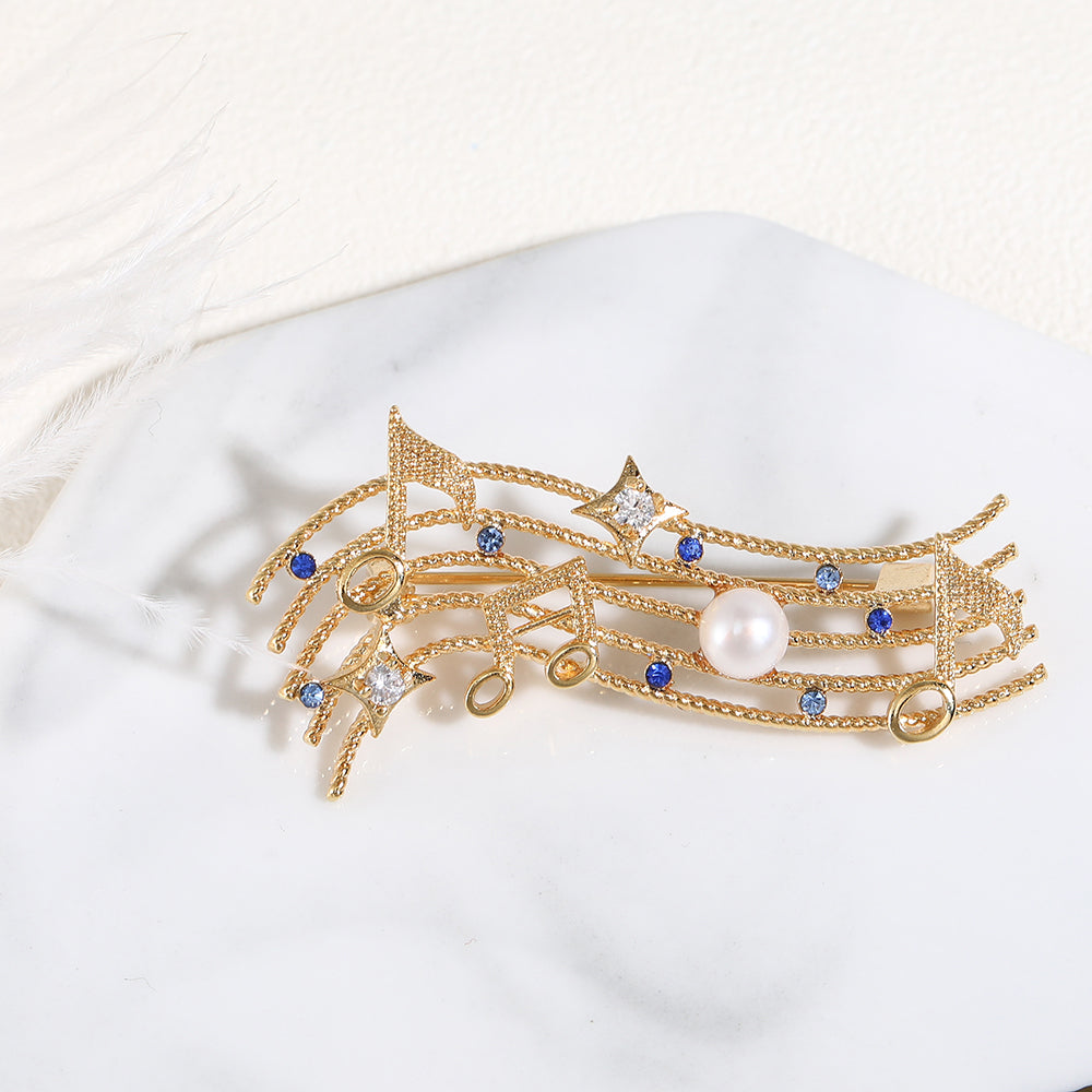 Luxury Music Note Star Brooch