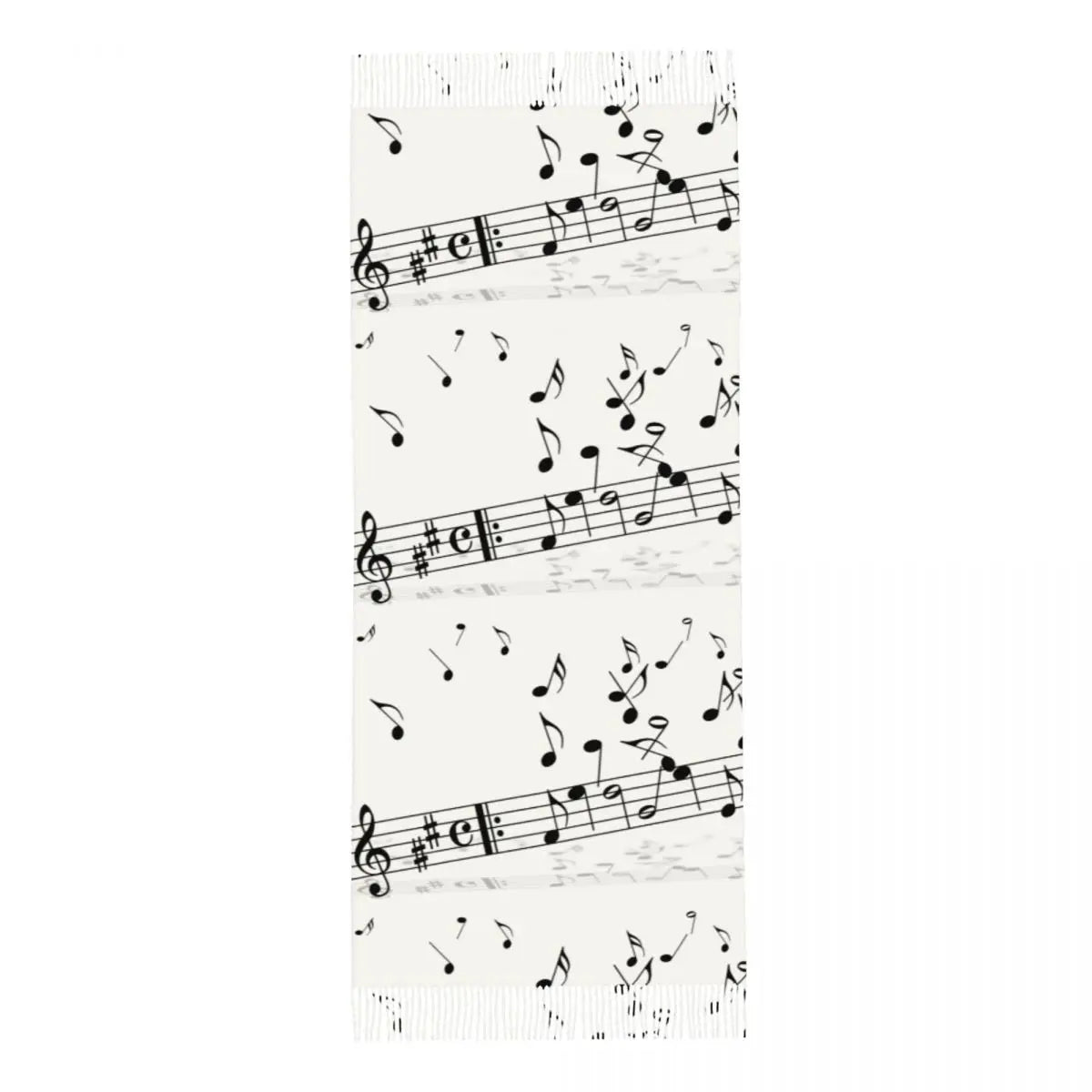 Music Scores White Tassel Scarf