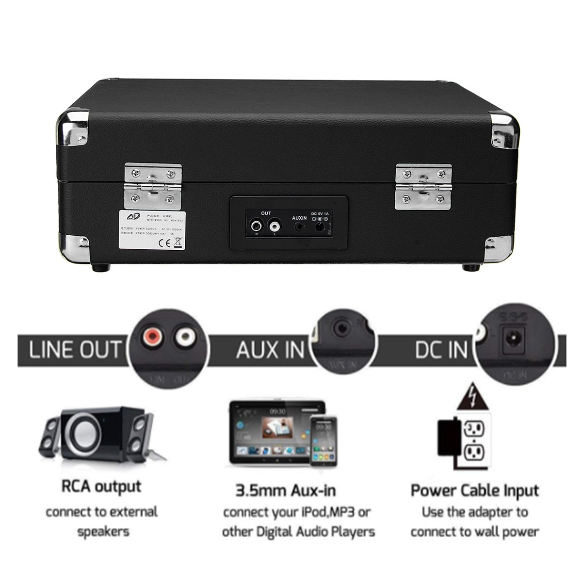 Portable Suitcase Turntable Vinyl Record Player