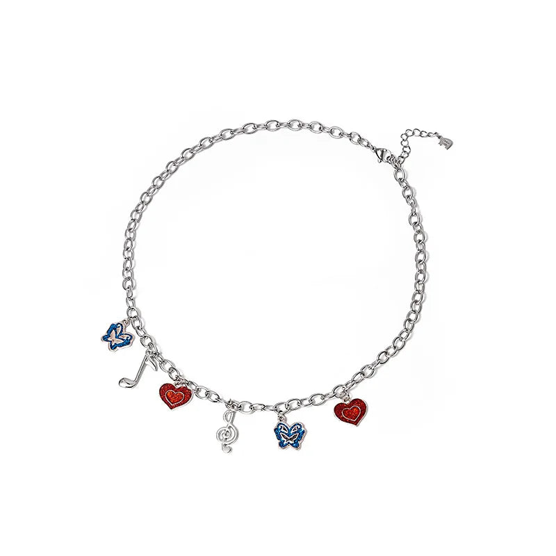Vintage Butterfly Music Love Necklace
