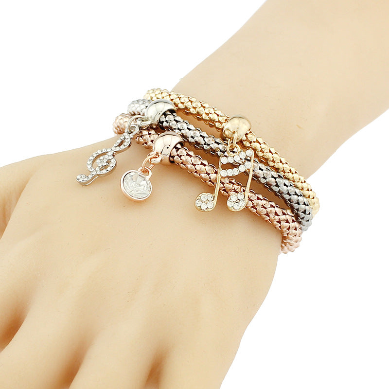 Music Note Charm Bracelets Set