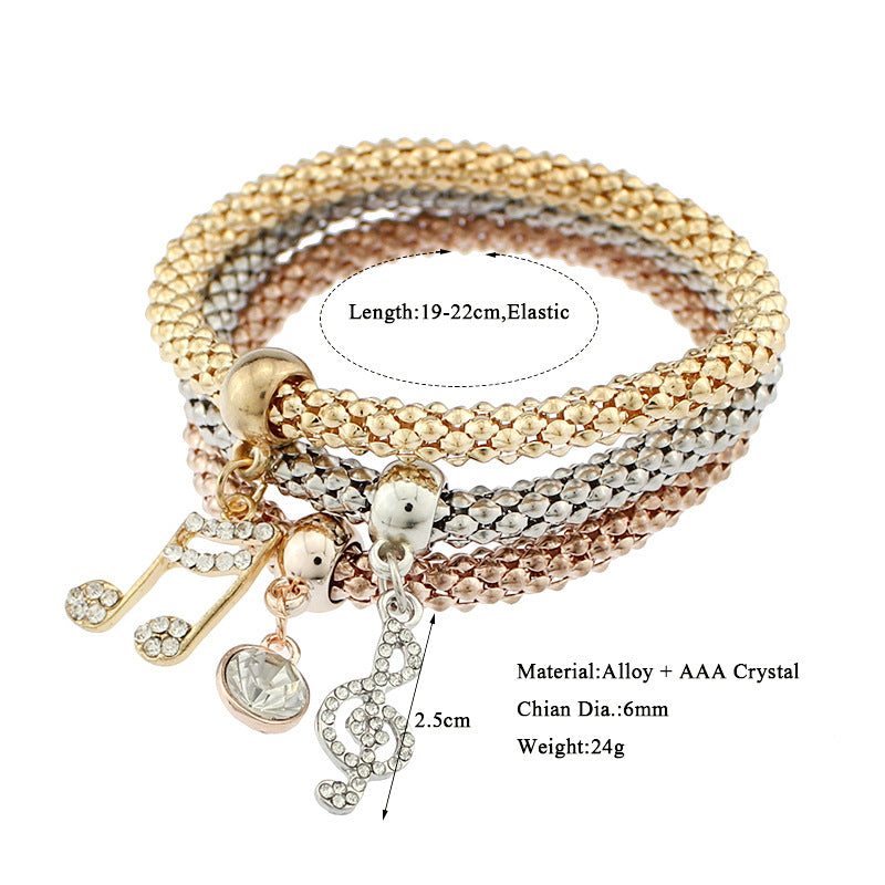 Music Note Charm Bracelets Set