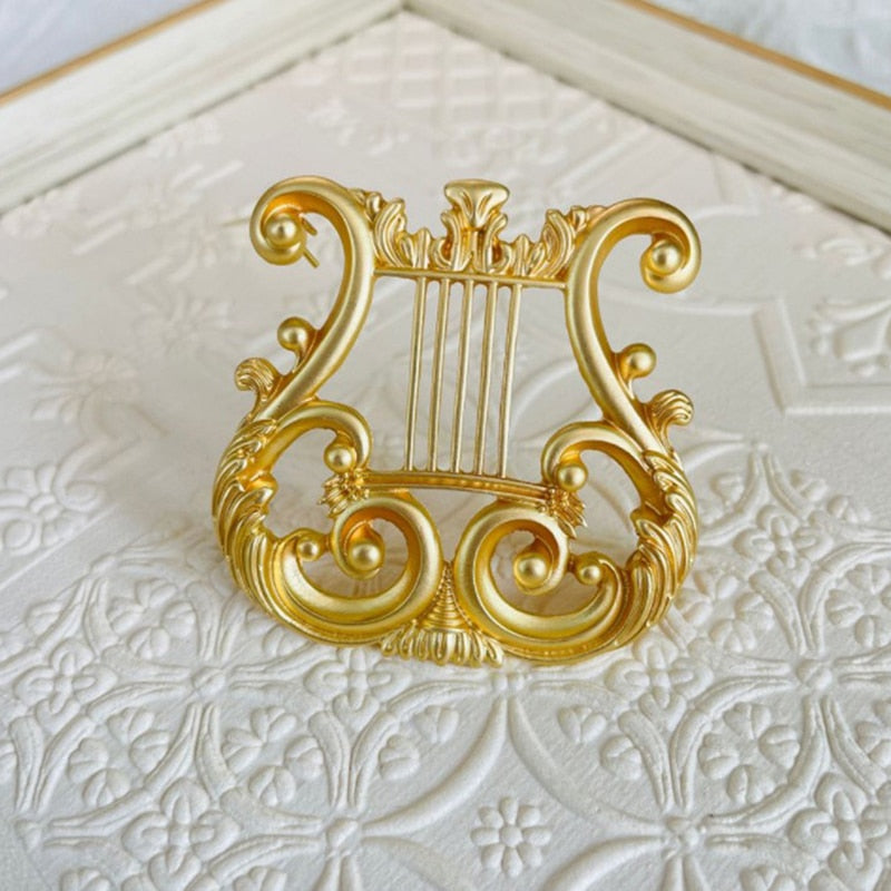 Vintage Golden Harp Brooch
