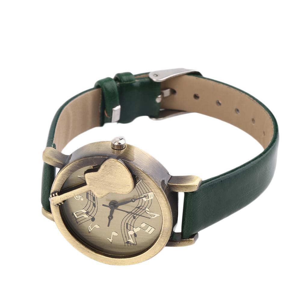 Guitar Retro Stave Dial Analog Leather Watch - Artistic Pod
