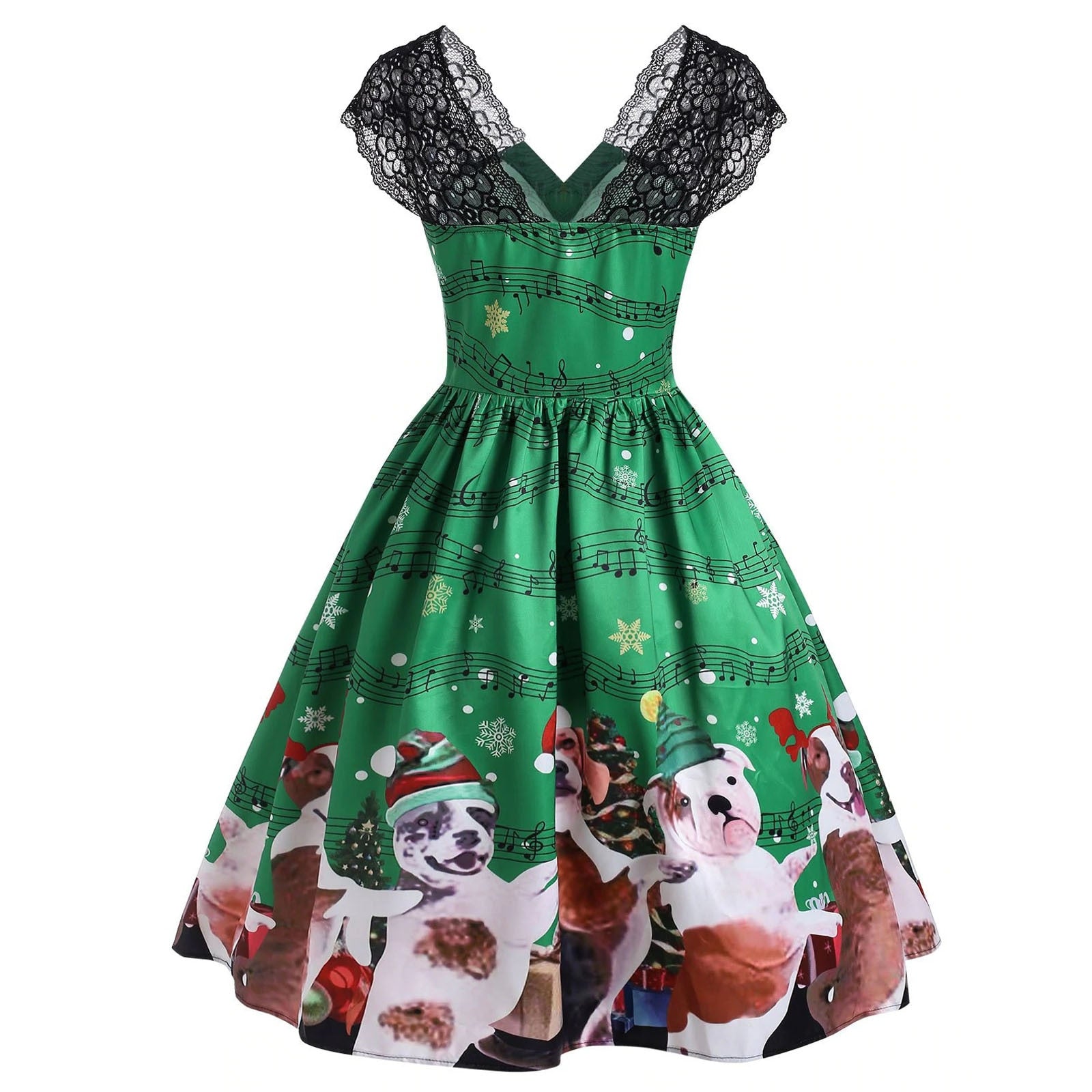Puppies Musical Notes Christmas Dress