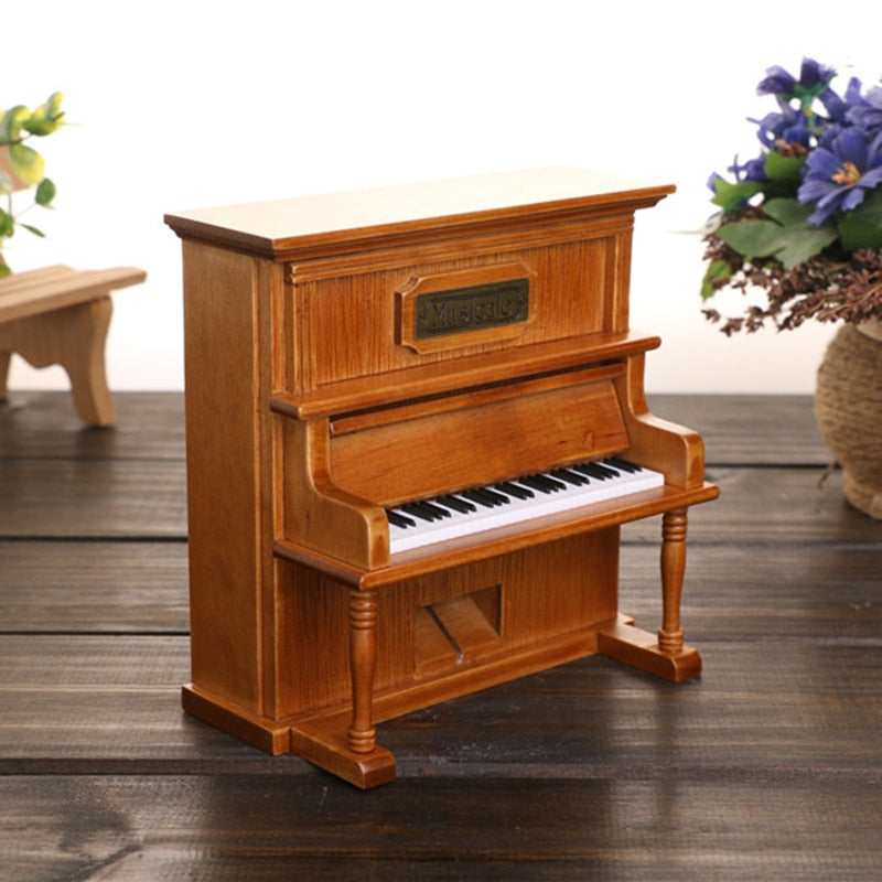 Vintage Wooden Piano Music Box