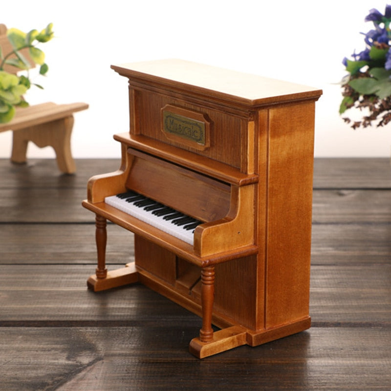 Vintage Wooden Piano Music Box