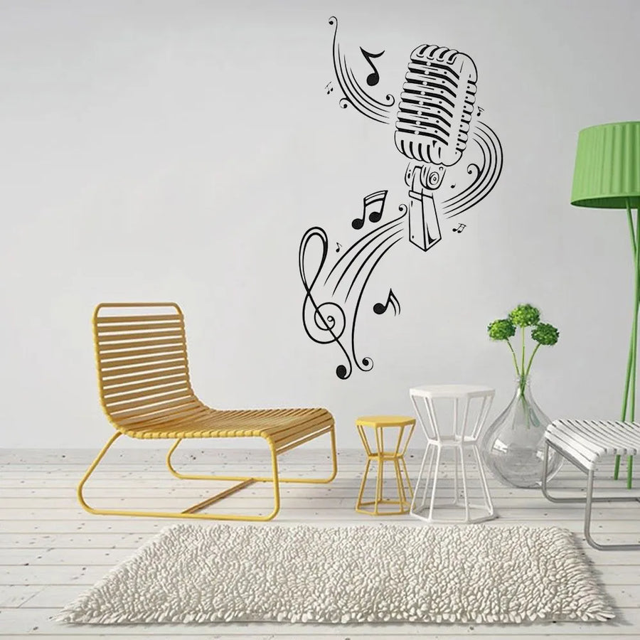 Microphone Music Note Sticker