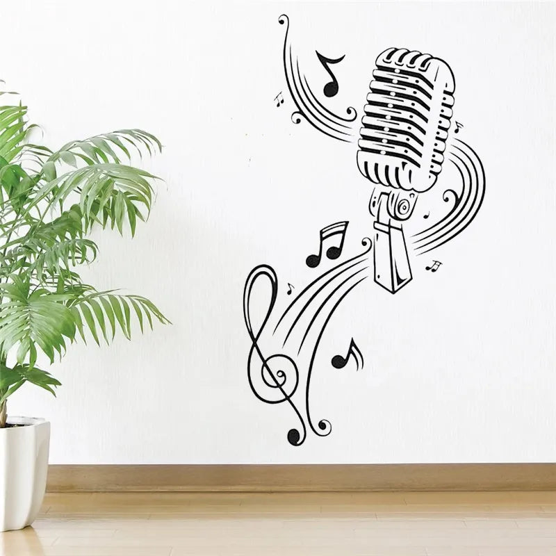Microphone Music Note Sticker