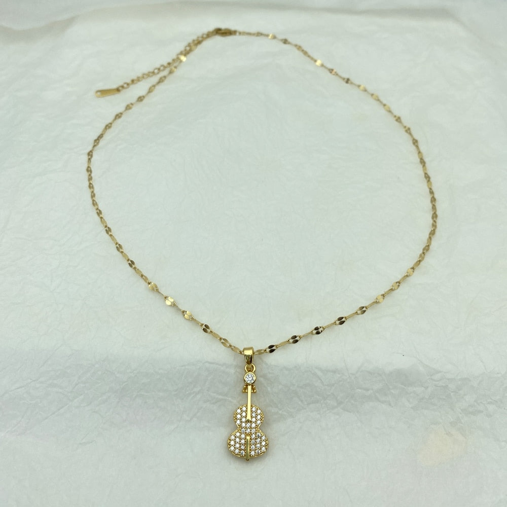 Luxury Violin Pendant Necklace