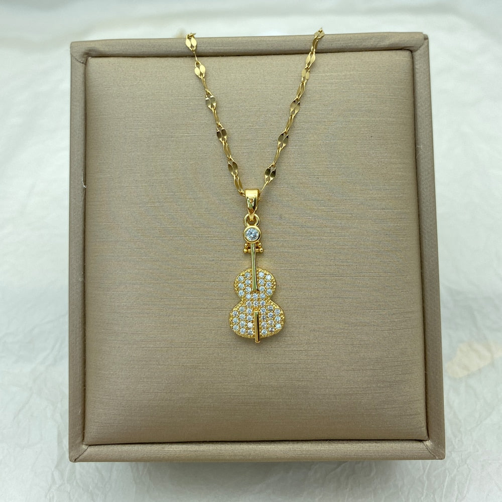 Luxury Violin Pendant Necklace