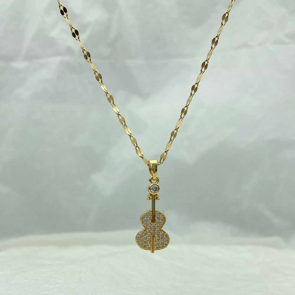 Luxury Violin Pendant Necklace