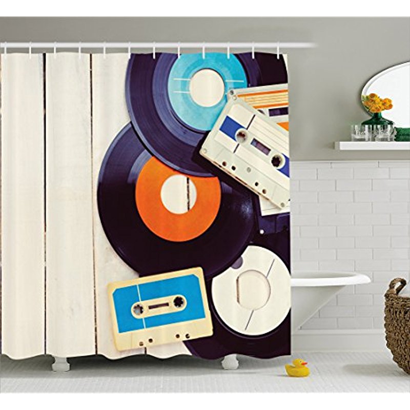Vintage Cassettes Bath Curtain