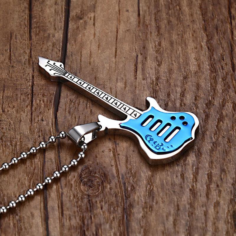 Stainless Steel Guitar Pendant Necklace - Artistic Pod