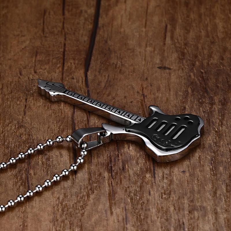 Stainless Steel Guitar Pendant Necklace - Artistic Pod
