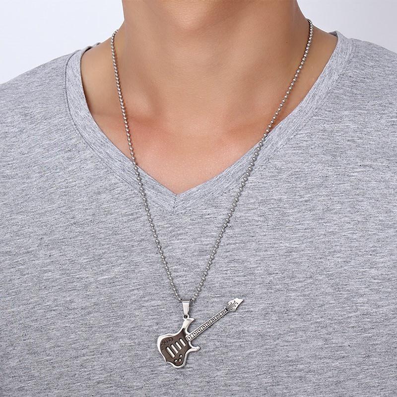 Stainless Steel Guitar Pendant Necklace - Artistic Pod