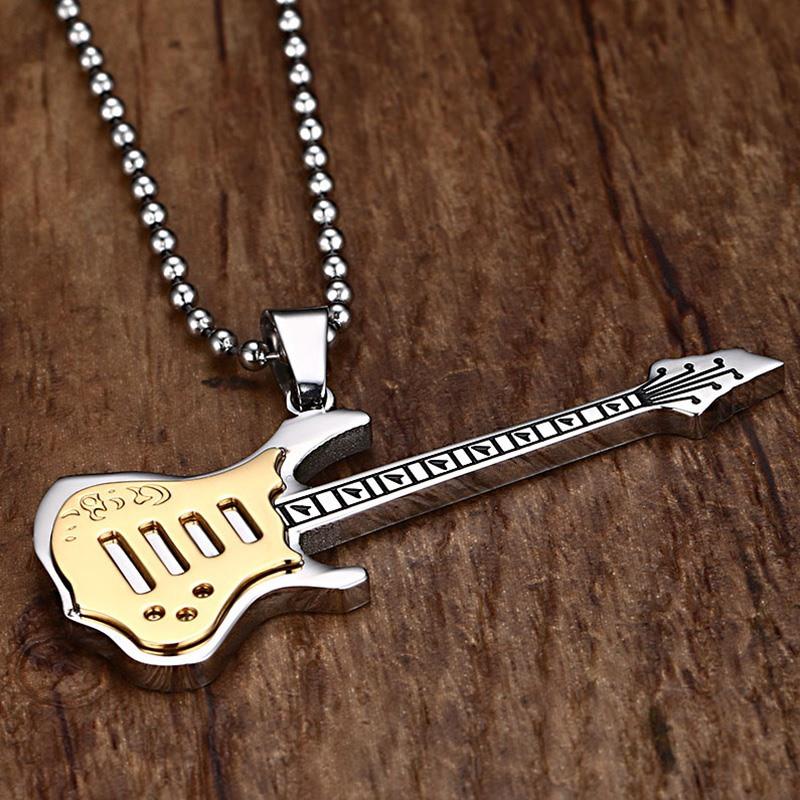 Stainless Steel Guitar Pendant Necklace - Artistic Pod