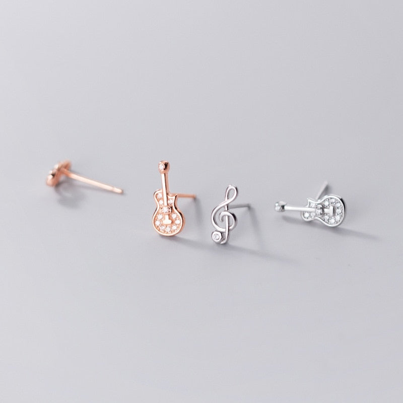 Sterling Guitar/Music Notes Stud Earrings