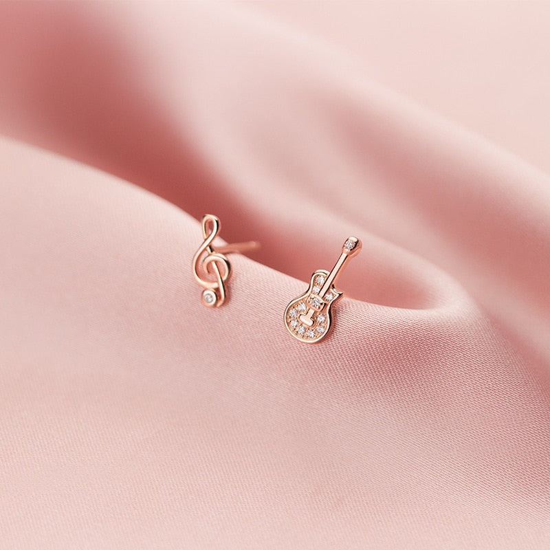 Sterling Guitar/Music Notes Stud Earrings