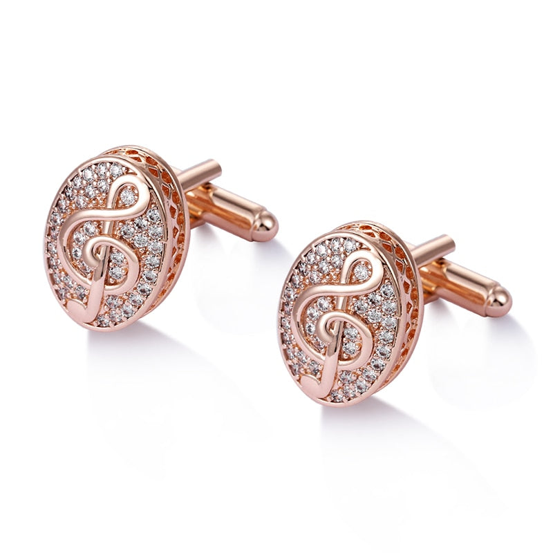 Cubic Zirconia Music Notes Cufflinks