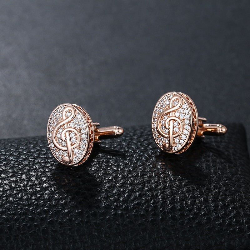 Cubic Zirconia Music Notes Cufflinks