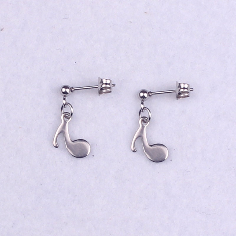 Cute Silver Music Notes Earrings