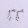 Cute Silver Music Notes Earrings