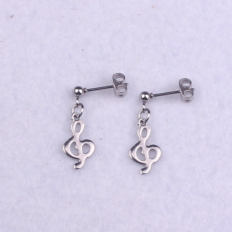 Cute Silver Music Notes Earrings