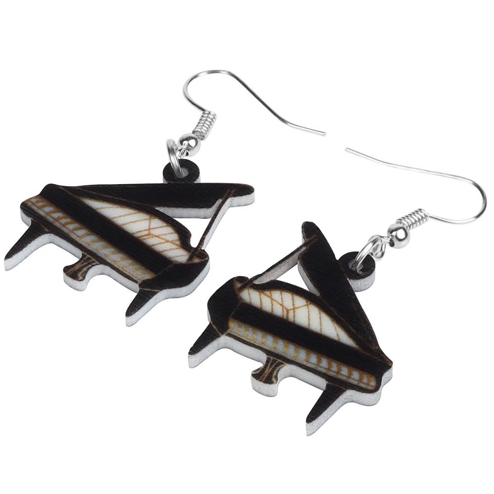 Black Piano Earrings