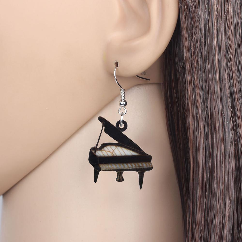 Black Piano Earrings