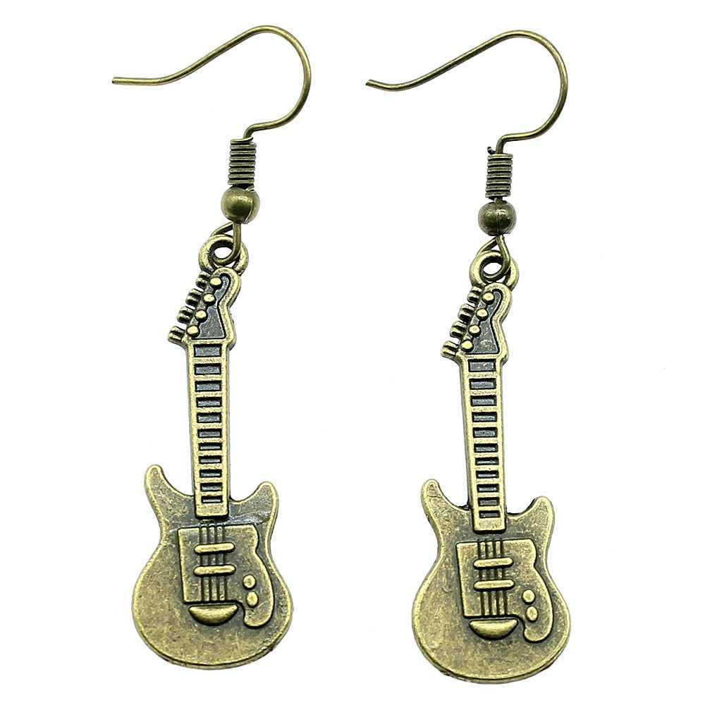 Free - Vintage Bronze Guitar Earrings