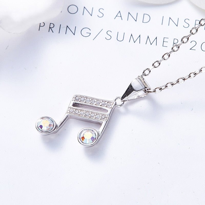 Music Notes 925 Silver Necklace