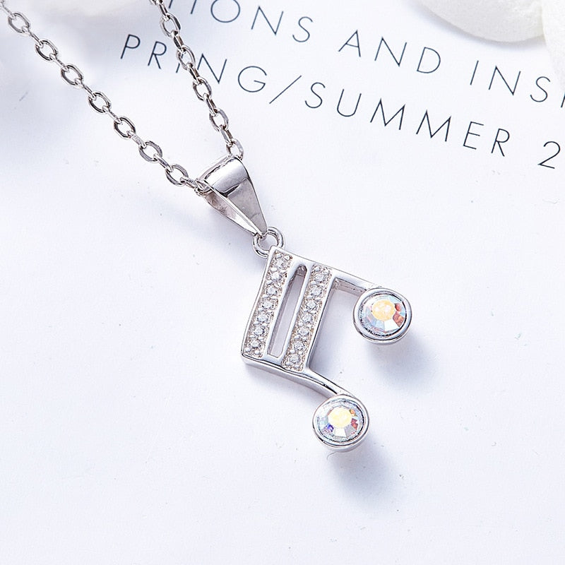 Music Notes 925 Silver Necklace