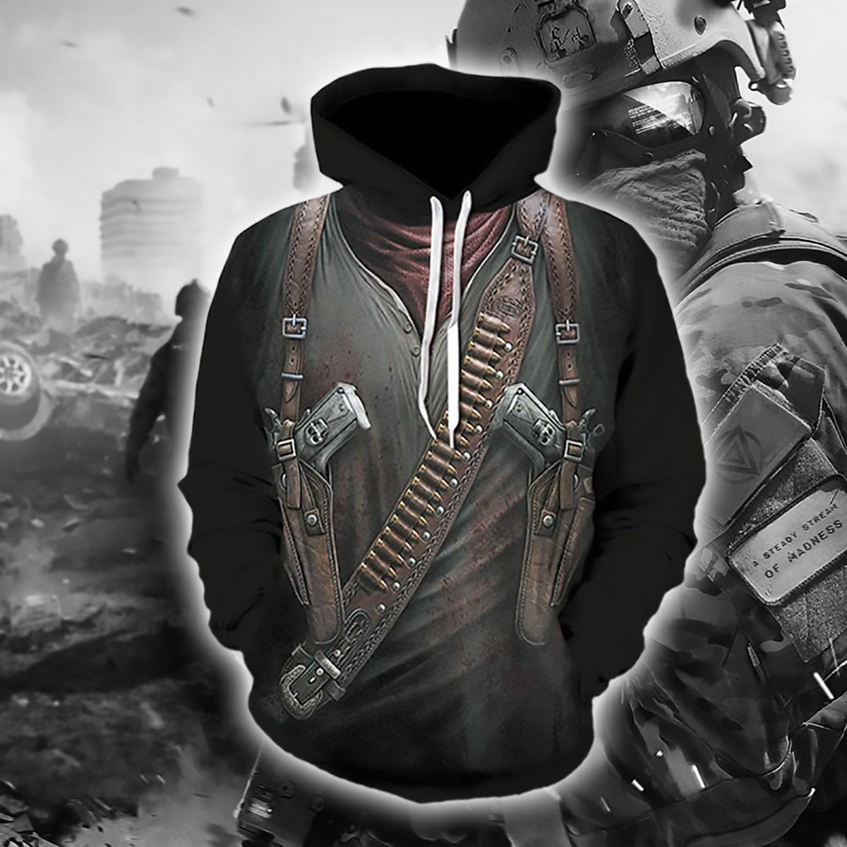 Warrior of Guns 3D Hoodie