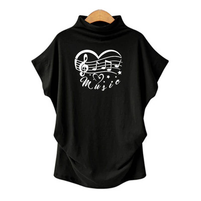 Music Scores In Heart Print T-shirt